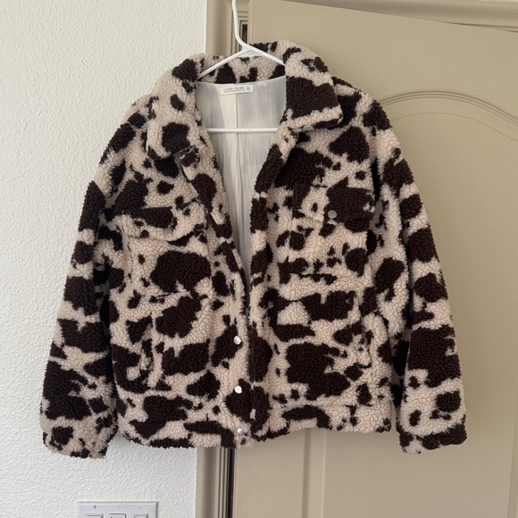 12th Tribe Jackets & Blazers - 12th Tribe Cream and Brown Faux Shearling Teddy Jacket